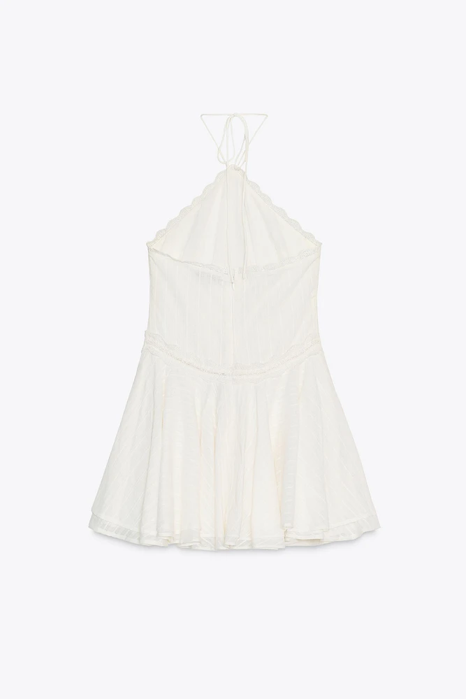 HALTER RUFFLED SHORT DRESS