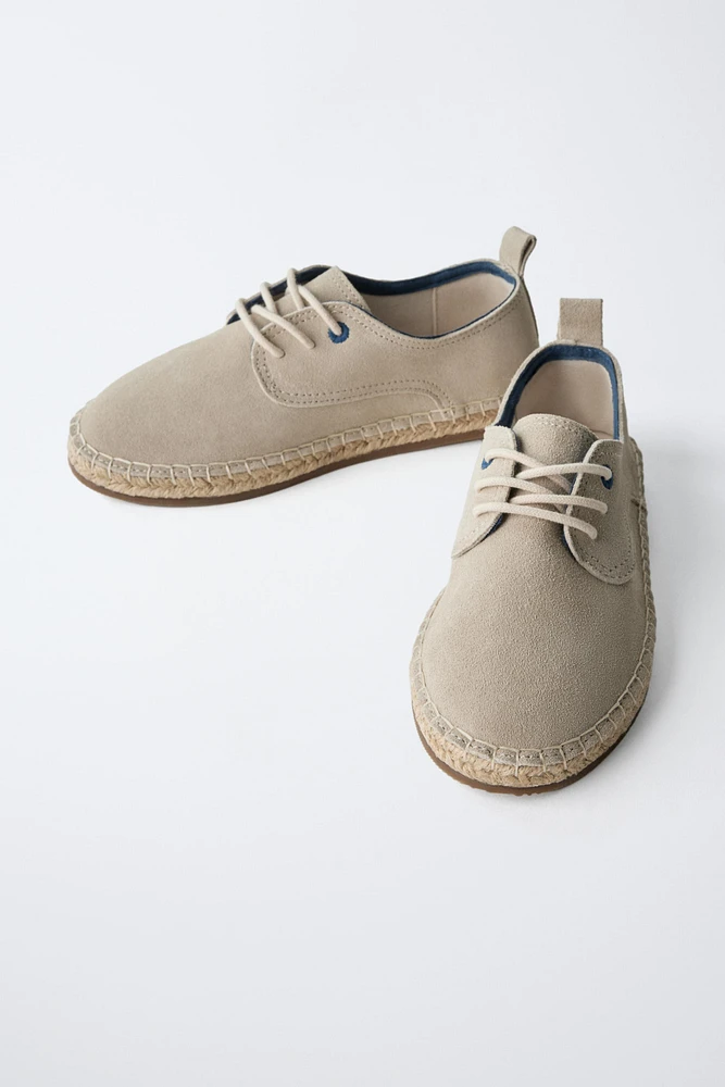 LIMITED EDITION LEATHER AND JUTE DERBY SHOES