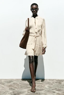 WRINKLED EFFECT MINI DRESS