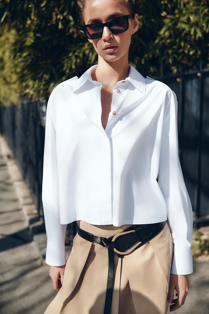 CROPPED POPLIN SHIRT