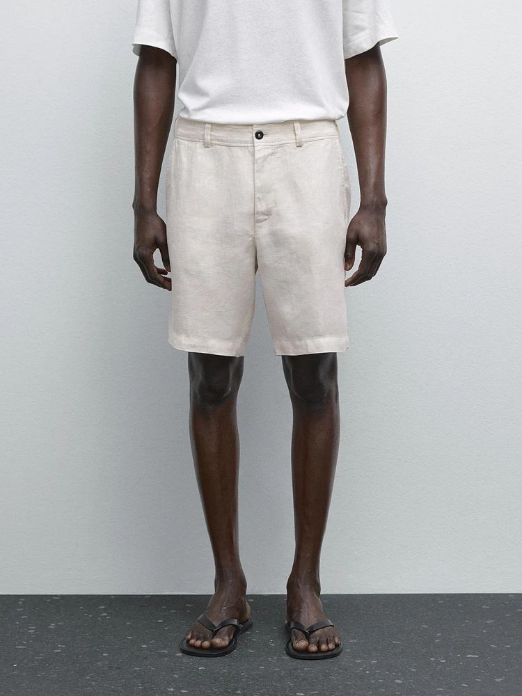 100% linen Bermuda shorts