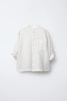 LINEN MANDARIN COLLAR SHIRT