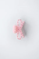 RHINESTONE BOW AND HEART HAIR CLIP