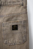 DISTRESSED EFFECT WIDE LEG JEANS