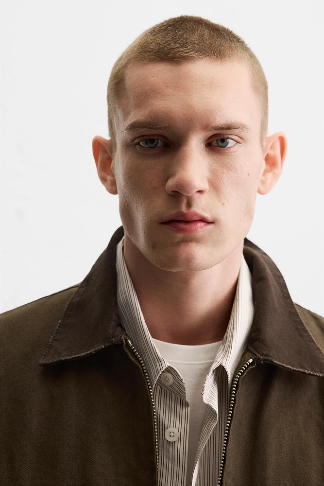 CONTRAST COLLAR CANVAS JACKET