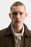 CONTRAST COLLAR CANVAS JACKET