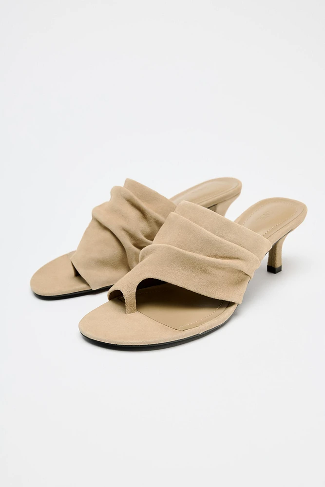 SUEDE HIGH HEELED SANDALS