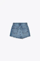 DENIM TRF RIPPED MINI SKIRT