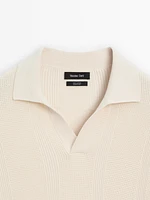 Short sleeve cotton knit polo shirt