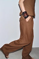 LINEN BLEND PLEATED PANTS ZW COLLECTION