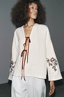KIMONO EN LIN 100 % BRODÉ