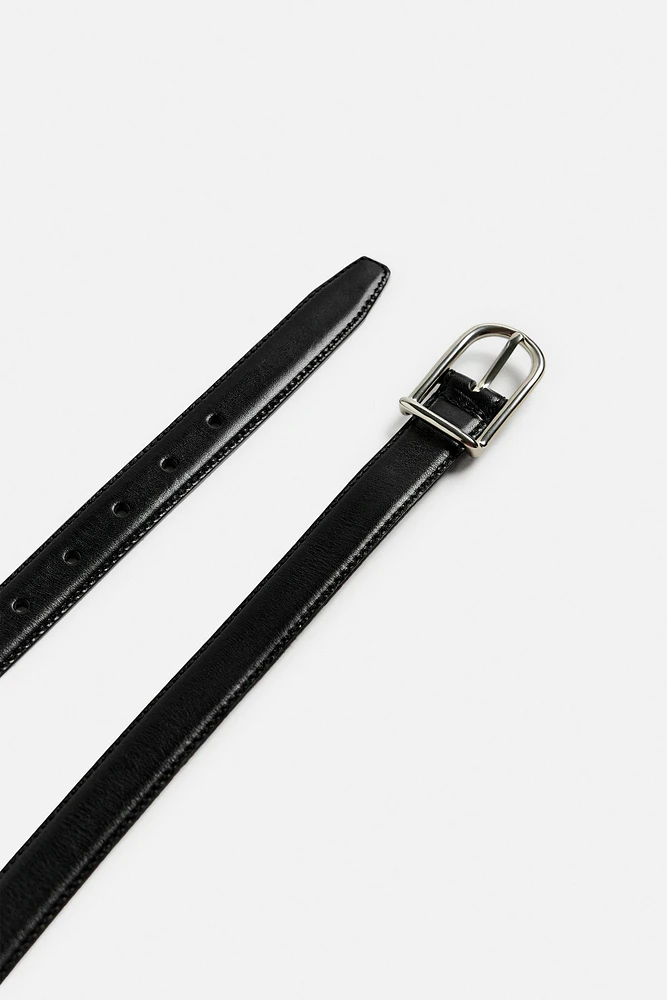 TOPSTITCHED LEATHER BELT