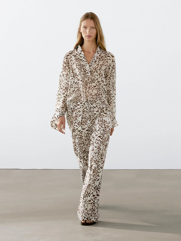 Oversize animal print blouse