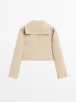 Short cotton jacket with sailor collar