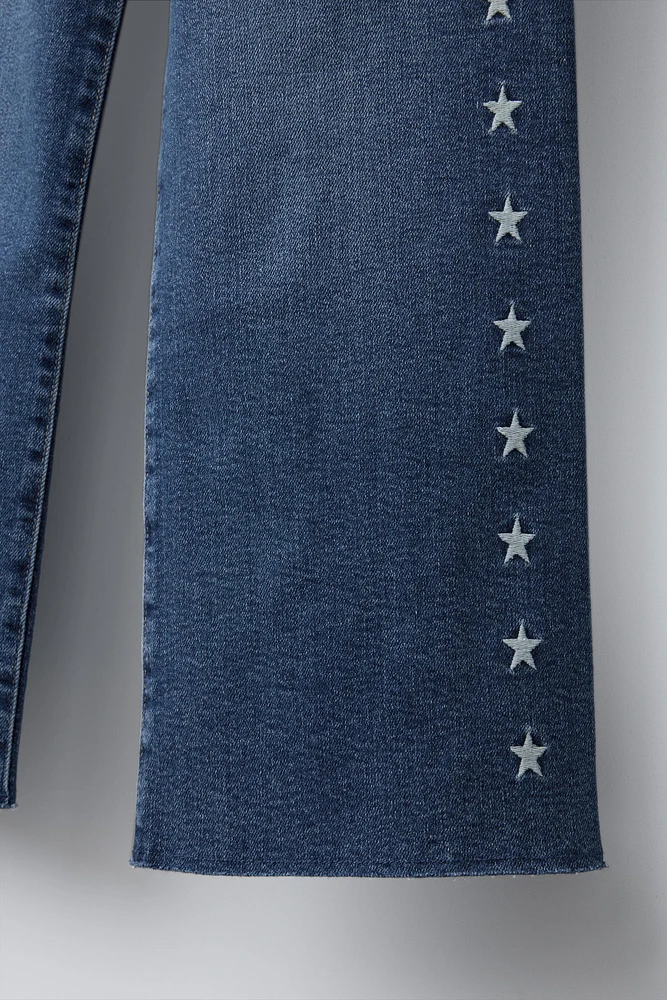 NAVY EMBROIDERED STAR JEANS