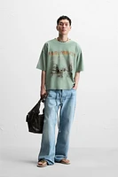 T-SHIRT EN MAILLE IMPRIMÉ DÉLAVÉ