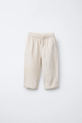 LINEN BLEND STRAIGHT PANTS