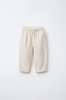 LINEN BLEND STRAIGHT PANTS