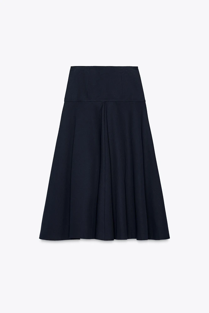 ZW COLLECTION PAPER BAG WAIST SKIRT WITH BUTTONS