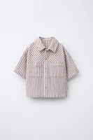 CHEMISE À TEXTURE ET IMPRIMÉ CARREAUX