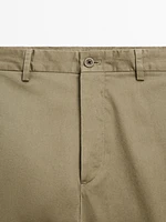 Cotton blend tapered fit trousers