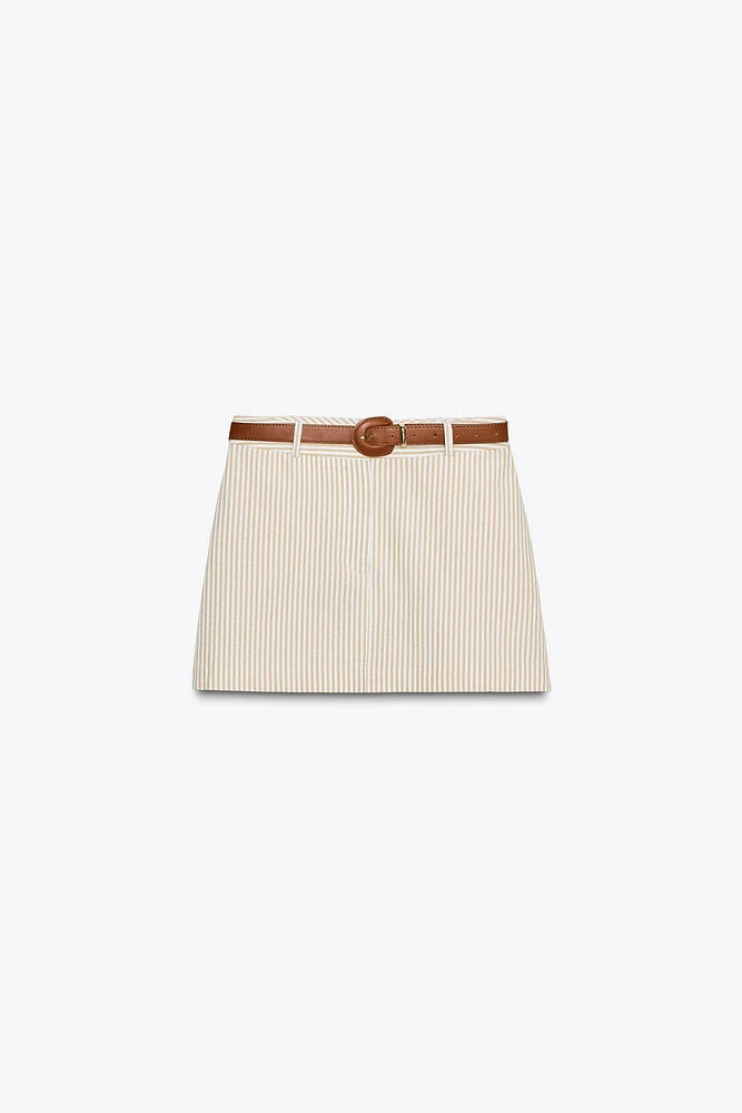 STRIPED BELTED CULOTTES