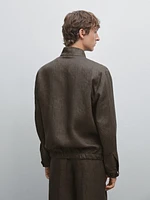 Faded total look linen bomber jacket