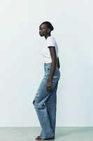 TRF HIGH RISE WIDE LEG RIPPED JEANS