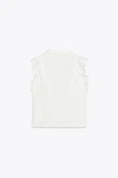 LACE INSERT RUFFLE BLOUSE