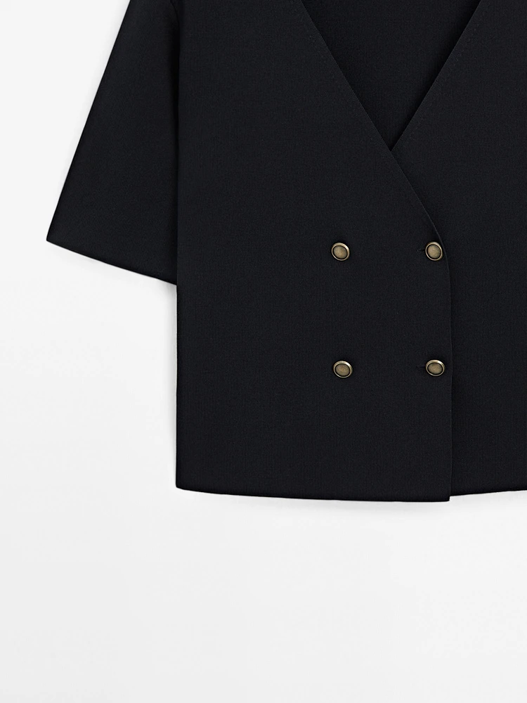 Cardigan manches courtes col en V