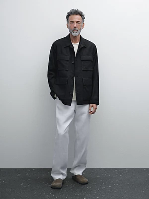 Veste 100 % lin avec poches