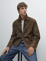 Blouson en cuir caprin finition daim