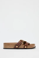 LEATHER STRAPPY PLATFORM SANDALS