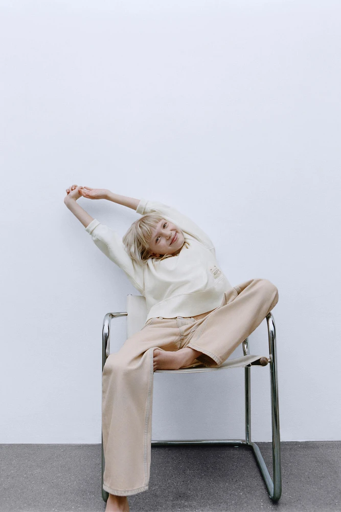 OVERDYED WASHED EFFECT WIDE LEG JEANS