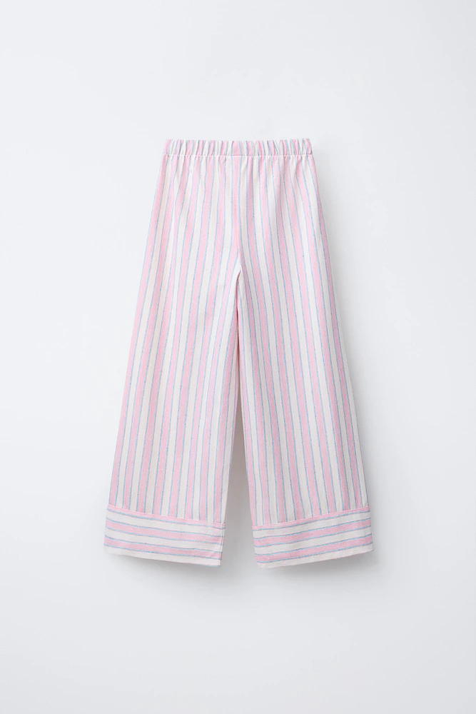 PANTALON À JAMBES LARGES RAYURES