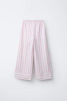 PANTALON À JAMBES LARGES RAYURES