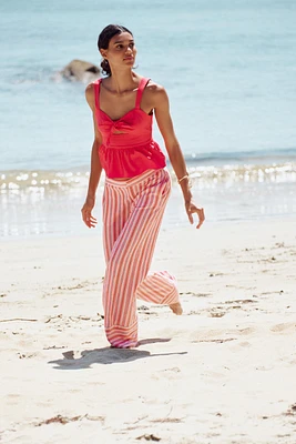 STRIPED WIDE RUSTIC PANTS