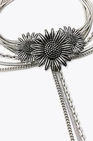COLLIER CHOKER CHAÎNES FLEURS