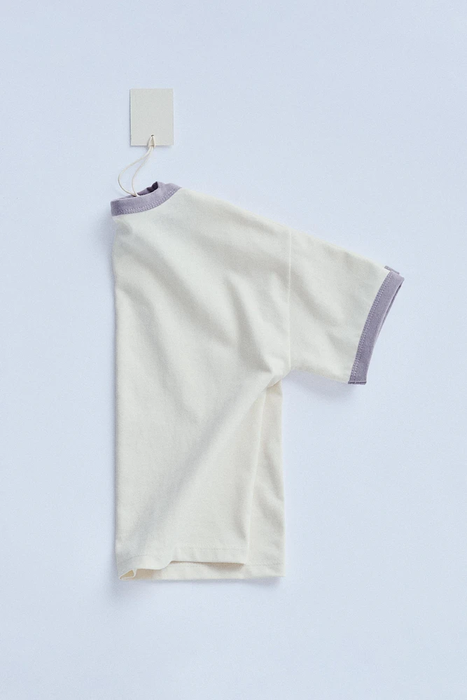 ZARA TIMELESS - SOLID T-SHIRT WITH CONTRAST TRIM