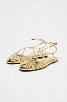 METALLIC STRAPPY FISHERMAN SANDALS