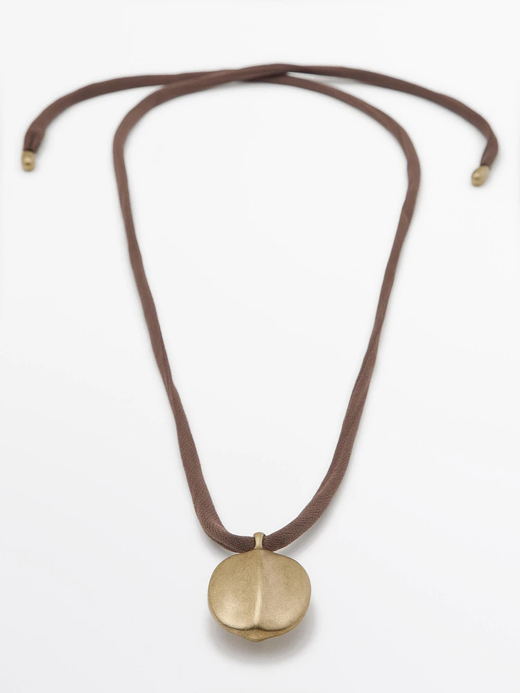 Leaf and silk cord necklace
