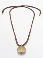 Leaf and silk cord necklace