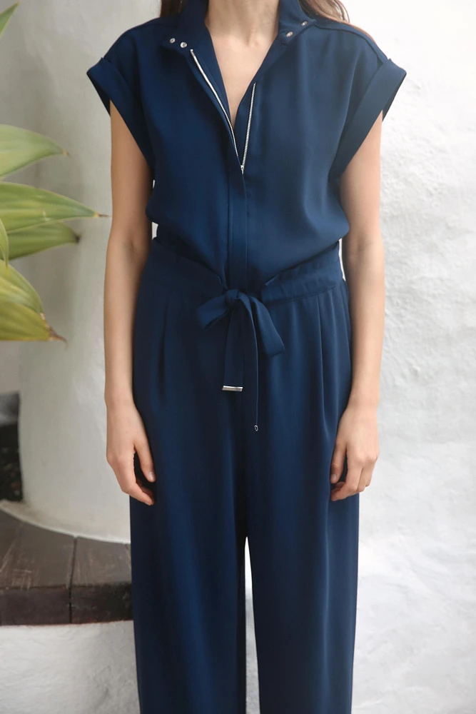 BELTED CREPE JUMPSUIT