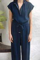BELTED CREPE JUMPSUIT