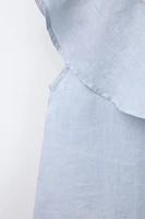 ASYMMETRIC RUFFLE 100% LINEN TOP