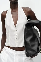 LINEN HALTER VEST TOP