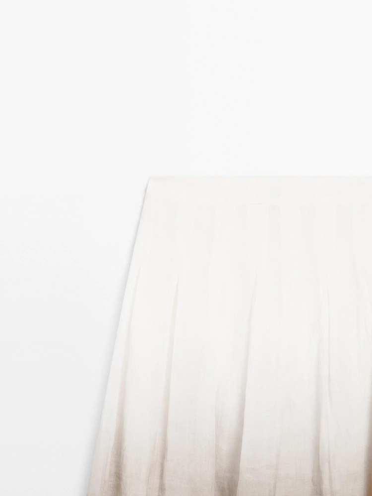 Ombré print box pleat midi skirt
