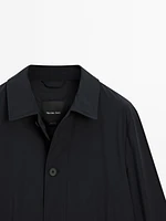 Technical fabric trench coat