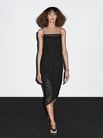 100% cotton crochet midi dress