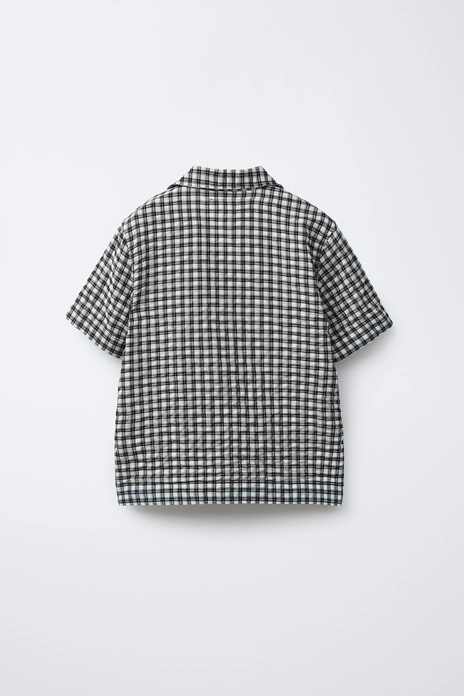 WRINKLED EFFECT PLAID SHIRT
